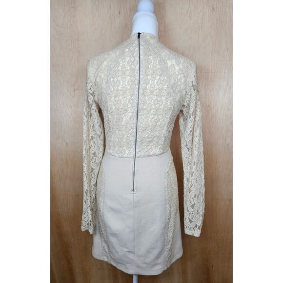 NWT Plenty By Tracy Reese Beige Knit Crochet Overlay Shift‎ Dress Size XS - Picture 2 of 9